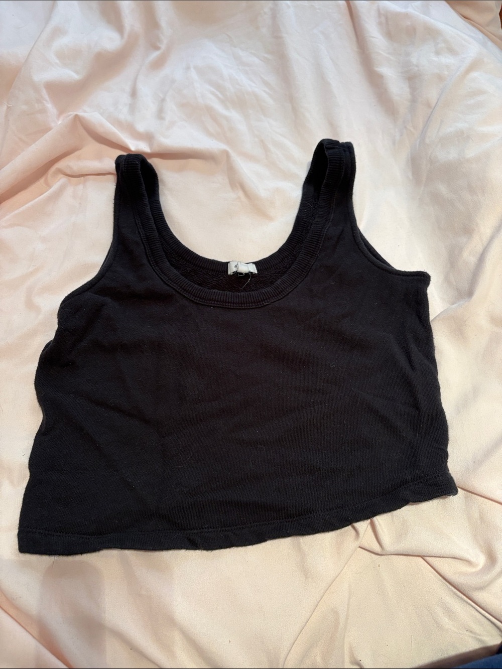 aerie Black Ribbed Crop Tank